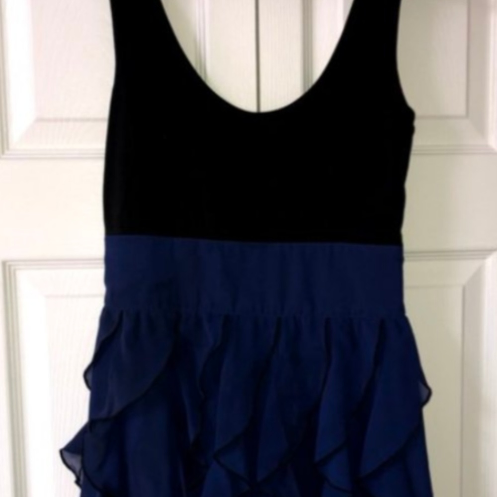 Express Blue and Black Ruffle Dress Size 2